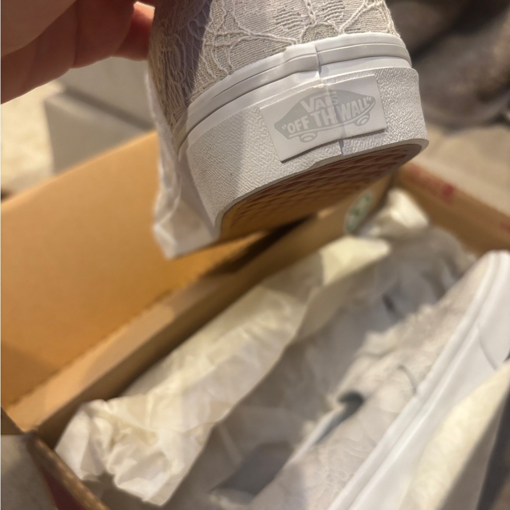 Vans White Lace Low Top Sneakers